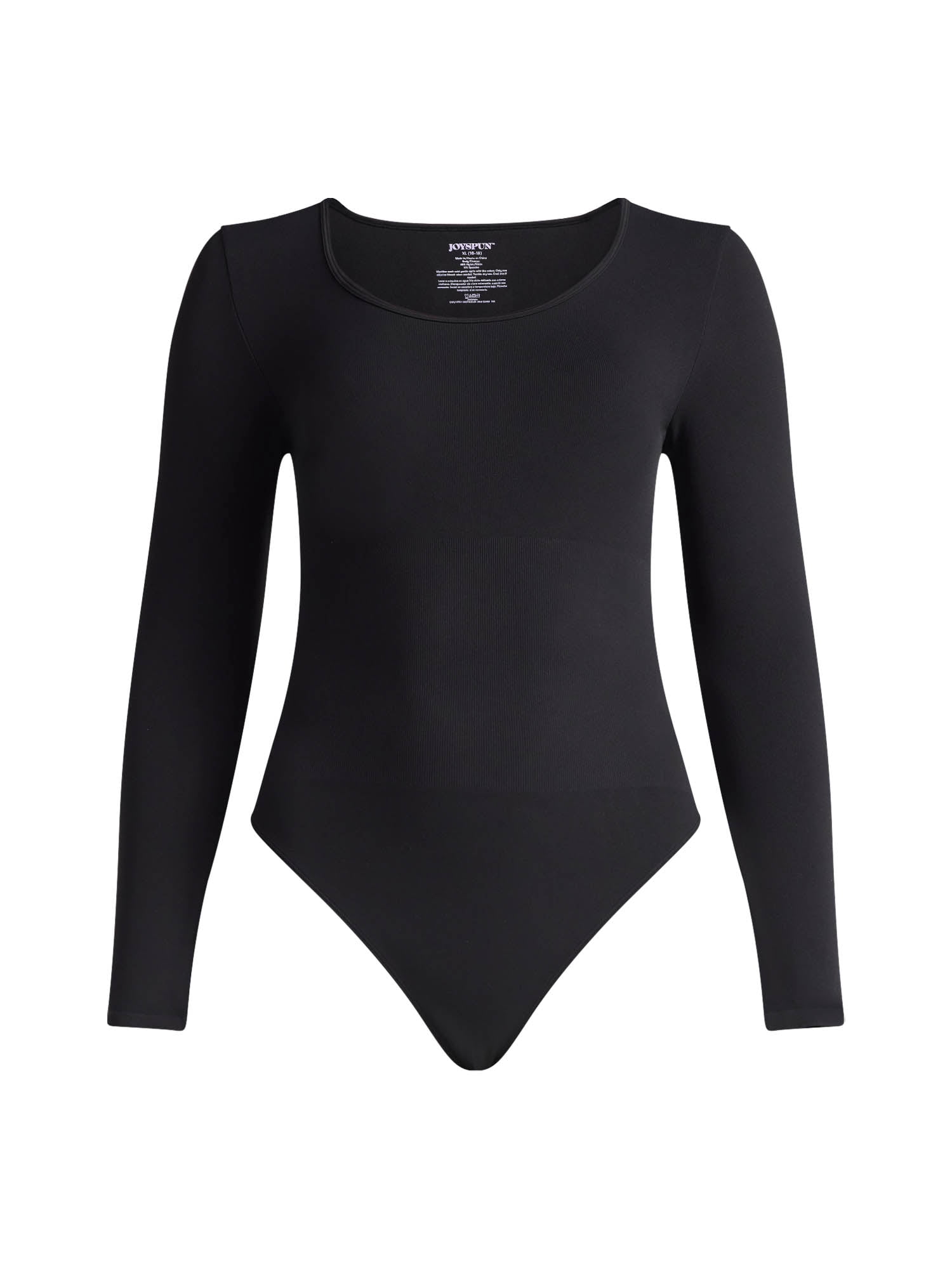 Joyspun Women's Seamless Scoop Neck Thong Bodysuit with Long Sleeves, Sizes XS-XXXL