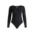 thumbnail image 5 of Joyspun Women's Seamless Scoop Neck Thong Bodysuit with Long Sleeves, Sizes XS-3XL, 5 of 7