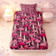 thumbnail image 3 of Homewish Cartoon Mushrooms Twin Sheets For Girls,Fungus Plant Bedding,Hot Pink,3-Piece,1 Flat Sheet,1 Fitted Sheet and 1 Pillowcase, 3 of 6