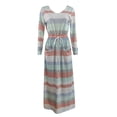 thumbnail image 5 of ZHOGXU Women's Dress Long Sleeve V Neck Striped Print Drawstring Fashion Comfortable Dresses With Pockets For Casual Daily Wear,Pink,Xxxl, 5 of 5