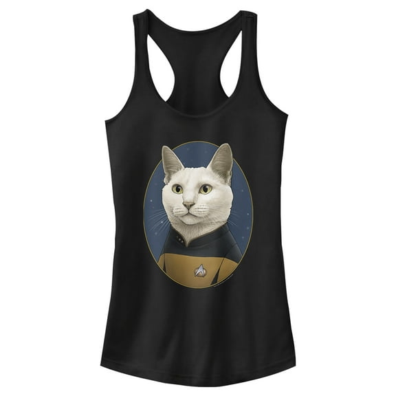 Junior's Star Trek: The Next Generation Commander Data Cat Racerback Tank Top Black 2X Large
