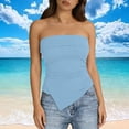 thumbnail image 6 of KyCheLot Tube Tops for Women Fitted Strapless Bandeau Pleated Asymmetrical Hem Tops Trendy Summer Beach Tank Tops, 6 of 8