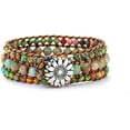 thumbnail image 1 of GHSDFBB Boho Handmade Natural Stone Bead 3 Row Wide Wrap Wrist Statment Bracelet Jewelry Collection, 1 of 6