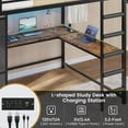 thumbnail image 4 of Mabor Loft Bed Full Size with L-Shaped Desk & Charging Station Full Metal Loft Bed with LED Lights & 7 Storage Drawers & Clothes Rail for Teen, No Box Spring Needed, Black, 4 of 10