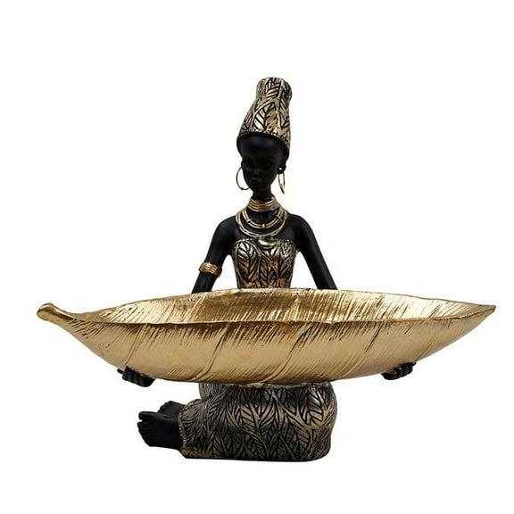 Black Woman Resin Tray - Luxury Home Decor for Living Room Candy Holder Container Table Decoration Fruit Bowl Ornaments