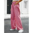 thumbnail image 4 of Womens Striped Gingham Pants Wide Leg High Waisted Lounge Plaid Pajama Pants Cute Casual Trousers with Pockets Wine L, 4 of 7