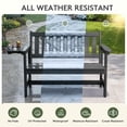 thumbnail image 4 of KINGYES HDPE Outdoor Bench with Integrated Side Tray, 2-Person All-Weather Patio Bench with 660 lbs Capacity, Porch Bench for Backyard, Garden & Park, Gray, 4 of 12