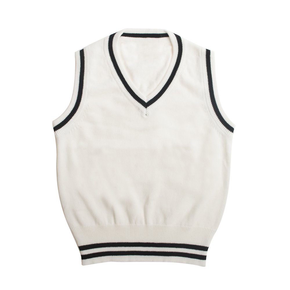 TOPTIE Boy Uniform Sweater Vest with Stripe VNeck Knitted Sleeveless