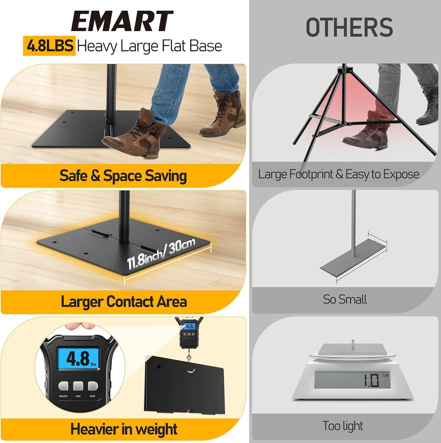 EMART Outdoor Projector Screen with Heavy Flat Base, 120in Portable Movie Screen Stand Indoor 16:9 4K HD for Backyard, Party