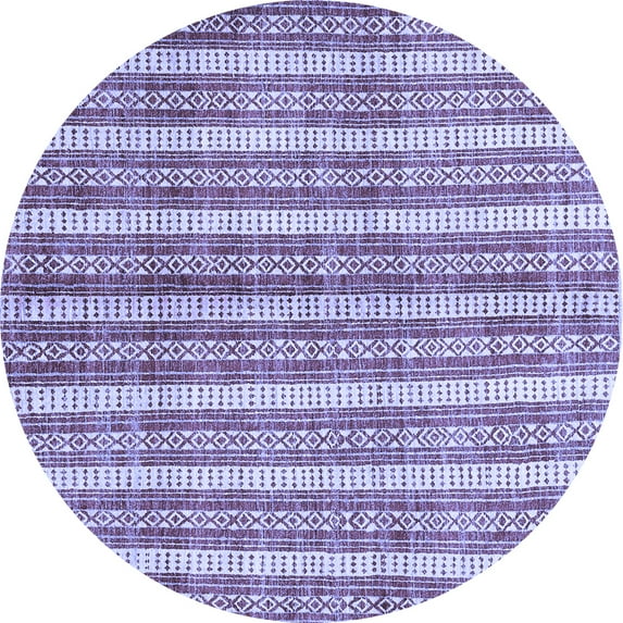 Ahgly Company Indoor Round Abstract Blue Contemporary Area Rugs, 7' Round