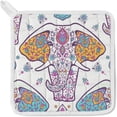 thumbnail image 3 of Dreamtimes Polyester Kitchen Oven Mitts Glove Potholder Apron 3Pcs Set Ethnic Elephant On White Non Slip Heat Resistant Mitts for Baking Cooking BBQ, 3 of 7