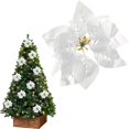 thumbnail image 6 of 12Pcs Silver Glitter Poinsettia Picks, Metallic Christmas Poinsettia Artificial Flowers with Wired Stem, 8.46in Tree Ornaments for Winter Wonderland & Glam Holiday Decor, 6 of 6
