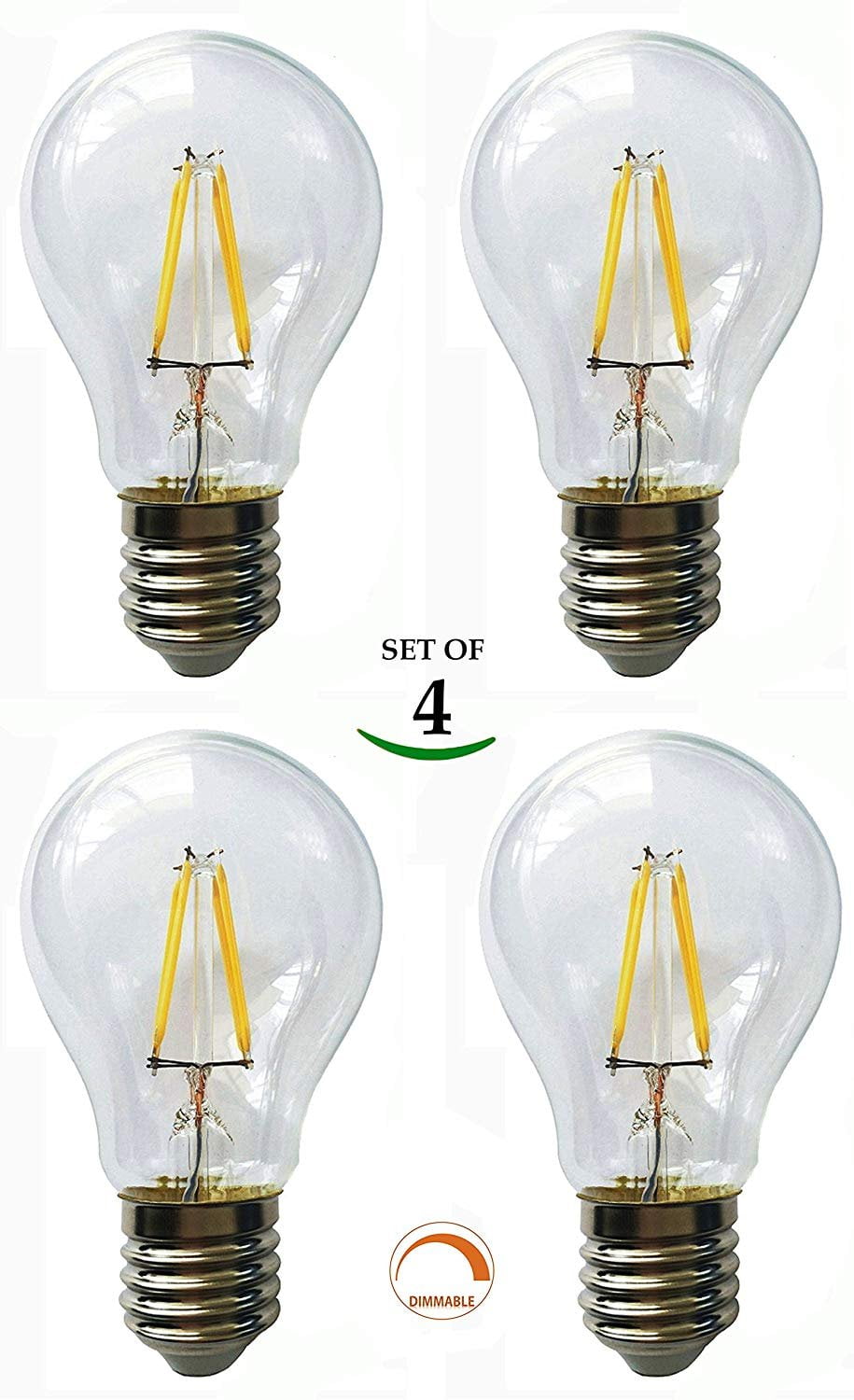 SleekLighting 4 Watt A19 LED Filament Dimmable General Purpose
