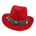 thumbnail image 1 of Sombrero de fieltro informales Yuyangstore para mujeres y Hombres vaquero occidental rojo, 1 of 8