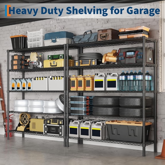 Heavy Duty Metal Wire Shelving Unit – 4-Tier or 5-Tier Adjustable Storage Rack Organizer for Kitchen, Garage, Pantry, Office - Easy Assembly