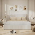 thumbnail image 4 of King Size Platform Bed Frame with 2 Storage Drawers, Boucle Upholstered Bed Frame with Wooden Slats Support, No Box Spring Needed, Beige, 4 of 4