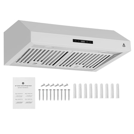CazToi 30 Inch 400 CFM Stainless Steel Under Cabinet Range Hood Touch Control LED Lights Baffle Filter
