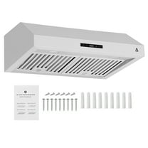 CazToi 30 Inch 400 CFM Stainless Steel Under Cabinet Range Hood Touch Control LED Lights Baffle Filter