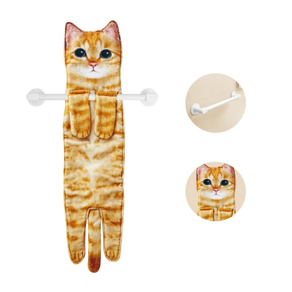 Funny Hand Towels - Cute Cat Decor Hanging Washcloths & Face Towels - Super Absorbent Soft - Housewarming, Birthday, Christmas Gifts for Women Cat Lovers