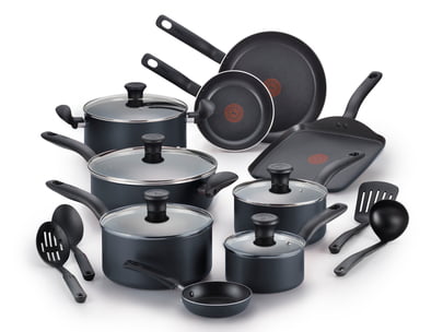 18-Piece Nonstick Cookware Set Pots Pans Kitchen Steel Gray Dishwasher Safe 