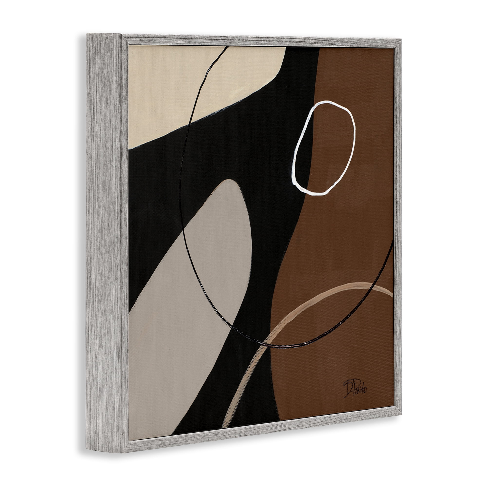 Stupell Industries Minimal Project Shapes Abstract Painting Gray Framed Art Print Wall Art, 12 x 12