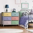 thumbnail image 2 of Songqin Dresser with 6 Drawers Fabric Storage Tower Organizer – Steel Frame, Wood Top, Easy Pull Bins for Bedroom, Closet, Hallway, Office-Pastel/White, 2 of 12