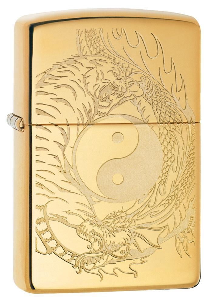 Zippo Tiger and Dragon Design High Polish Brass Pocket Lighter