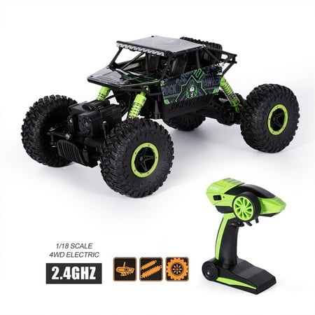 RC Climbing Car, Remote Control & Play Vehicles,Remote Control Toy, 4WD 2.4GHz Rock Crawlers Rally climbing Car 4x4 Double Motors Bigfoot, Green
