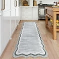 thumbnail image 2 of Hasoo Indoor Scalloped Area Rug for Hallway 2' x 6' Washable Modern Runner Mat with Non-Slip Backing, Gray, 2 of 6