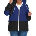 thumbnail image 2 of Ponceau Plus Size Rain Jacket for Women Raincoat Waterproof with Hood Rain Coats for Women Lightweight Navy Blue 3XL, 2 of 8