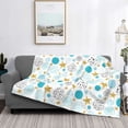 thumbnail image 2 of Disketp Gold Stars Blue Dots Pattern Flannel Blankets - Thick and Warm Blanket for Winter, Soft Fuzzy Plush King Blanket for All Seasons-60"x50", 2 of 6