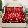 thumbnail image 3 of Erosebridal Red White Spider Web Bed Sheets Set Queen Size, Happy Halloween Bedding Sets Queen Size 4pcs, 3 of 7