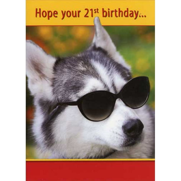 Oatmeal Studios Husky with Sunglasses Funny 21st Birthday Card ...