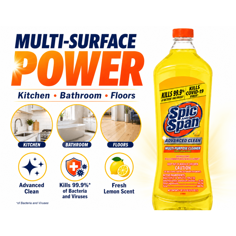Spic and Span Multi-Surface Cleaner and Floor Cleaner, Lemon Scent