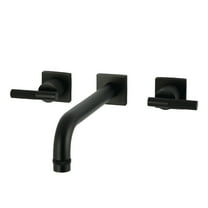 Kingston Brass KS6020KNL Convergent Two-Handle Wall Mount Roman Tub Faucet with Knurled Handle, Matte Black