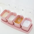 thumbnail image 4 of Bearachild Juego de caja de condimentos de 4 rejillas Juego de condimentos con bandejas Bandeja de condimentos Recipiente acumulador Recipiente Especias con Cocina y Comedor rosa Bearachild HA3005-01B, 4 of 6