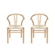thumbnail image 1 of Ilios Innova | Juego de 2 sillas de comedor Bone con estructura de madera de haya y asiento de cuerda de papel tejido resistente, diseño minimalista moderno para comedor., 1 of 9