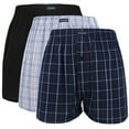 thumbnail image 2 of Men's Woven Boxer Shorts 3-Pack - 5 Plaid Patterns, Premium Cotton, Comfortable Elastic Waist, Button Fly, Casual Underwear for Daily Wear, Black Navy pack, 3XL, 2 of 8
