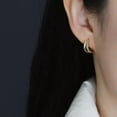 thumbnail image 6 of QQTDFG Women 925 Sterling Silver Double Layered CZ Huggie Hoop Earrings A1131-B - Gold with White Stone, 6 of 6
