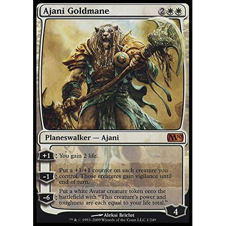 Magic: the Gathering - Ajani Goldmane - Magic 2010, A single individual card from the Magic: the Gathering (MTG) trading and collectible card game.., By Magic the Gathering Ship from