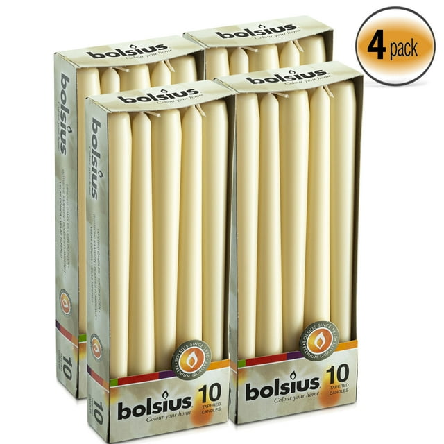 Bolsius Ivory Unscented Taper Candles Tapered 7.5 Hours Long Burning