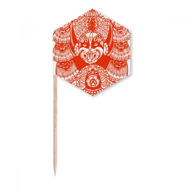 Drapeaux Cure-Dents Tête d'Opéra Rouge Pékin Fête Célébration
