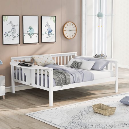 Yipa Boys Girls Multifunctional No Box Spring Needed Daybed Small Tables Home Extendable Day Bed Heavy Duty Twin Size Bedroom Sofa Beds White Full