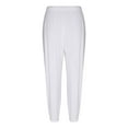 thumbnail image 5 of Capreze Cotton Linen Pants for Women Summer High Waisted Drawstring Capri Pants Wide Leg Cropped Pant with Pocket White XL, 5 of 8
