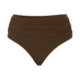 thumbnail image 4 of Women Mid Rise Bikini Bottoms Full Coverage Swimsuit Ruched Scrunch Swim Bottom Coffee XL, 4 of 4