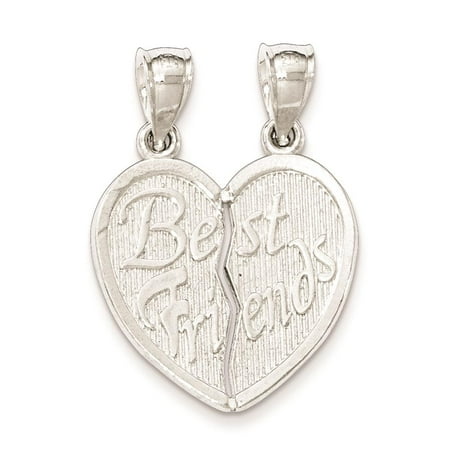 925 Silver Polished Best Friends Break Apart Heart Two Piece Charm Pendant