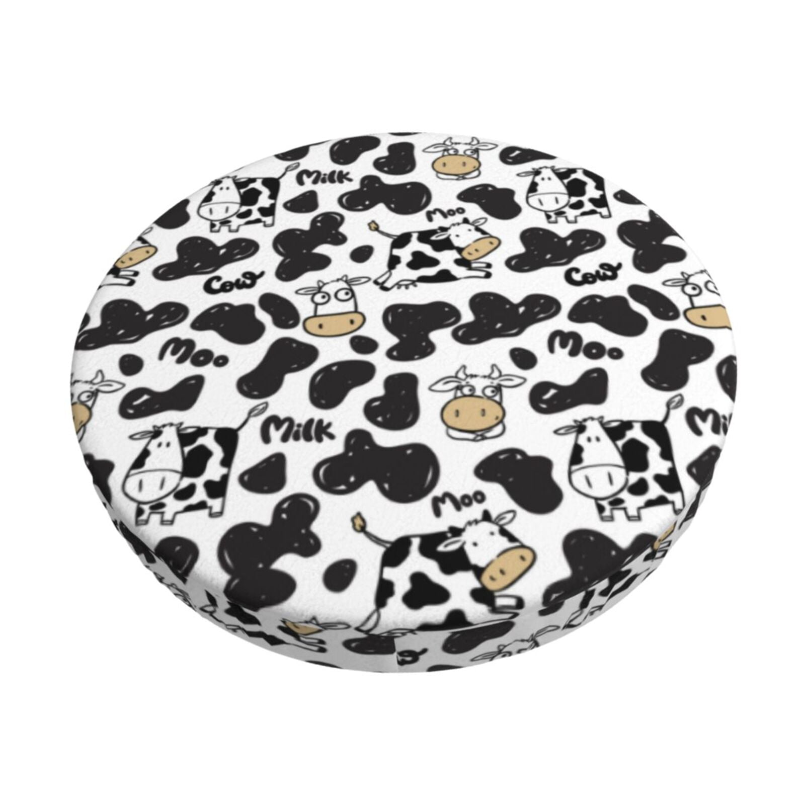 Easygdp Cow Print Easy To Install Bar Stool Covers&Stool Covers Round&Elastic Stool Cover, Barstool Covers,Washable&Bottom With Elastic Edge-12 inch