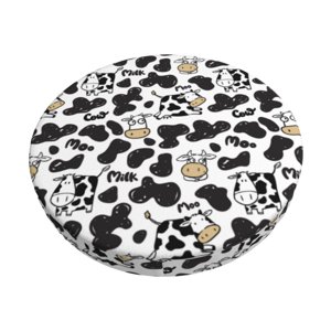 Easygdp Cow Print Easy To Install Bar Stool Covers&Stool Covers Round&Elastic Stool Cover, Barstool Covers,Washable&Bottom With Elastic Edge-12 inch