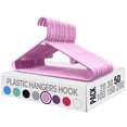 thumbnail image 2 of Utopia Home Plastic Hangers 50 Pack - Space Saving Clothes Hanger - Durable & Strong Closet Organizers and Storage with Built-in Strap Hooks - Essential for Shirts, Pants, Skirts & Coats (Pink), 2 of 7