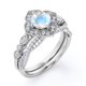 thumbnail image 4 of JeenMata Anillo Nupcial con Pavé Cruzado de Moissanita y Piedra Lunar Arcoíris de Forma Redonda de 1,75 Quilates con Diseño Floral Milgrain Estilo Art Déco en Baño de Oro Blanco de 18 K sobre Plata, 4 of 5